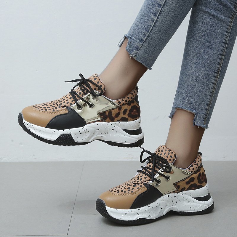 Victoria – Baskets Léopard pour Femme avec Lacets