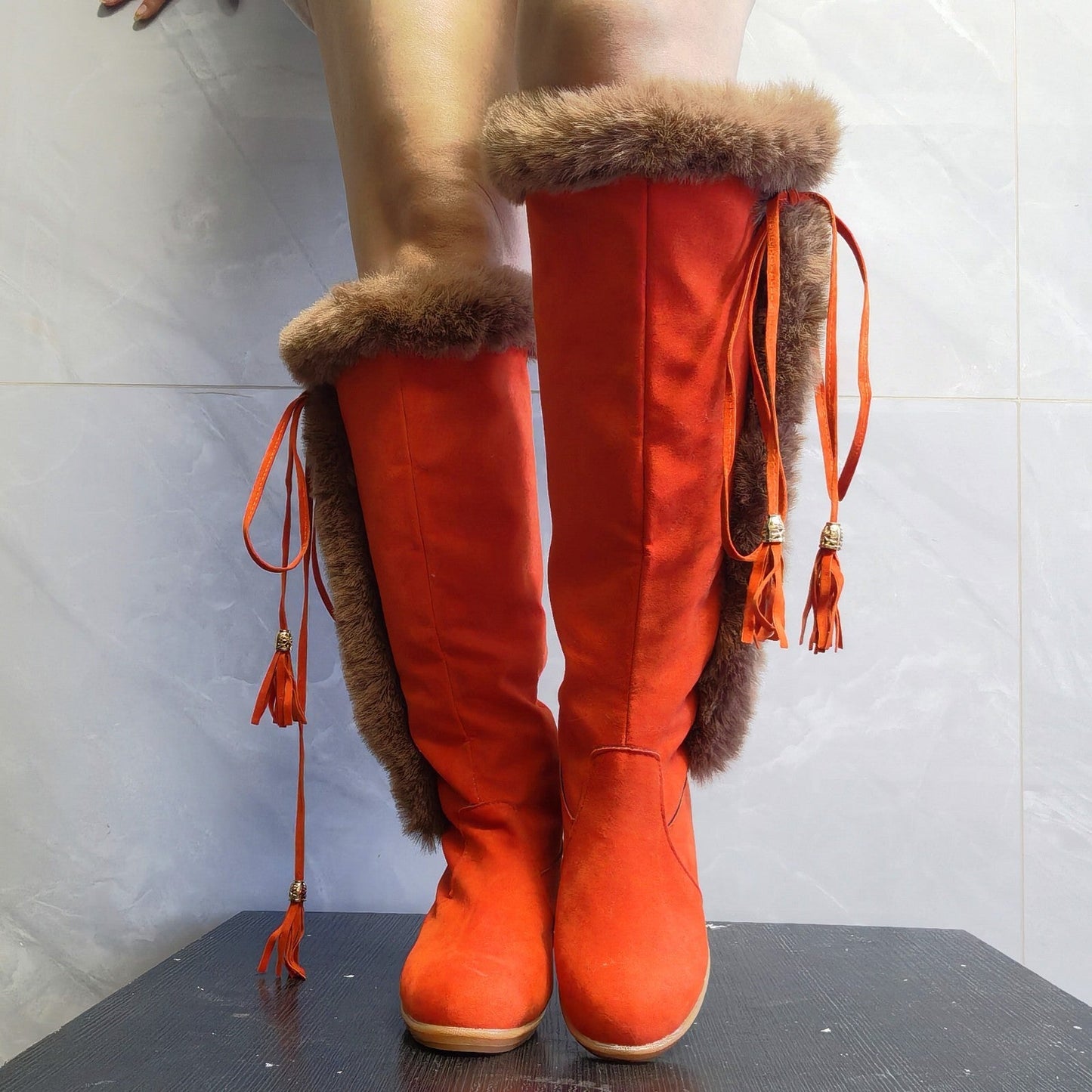 Betty – Bottes Compensées en Peluche pour Femmes