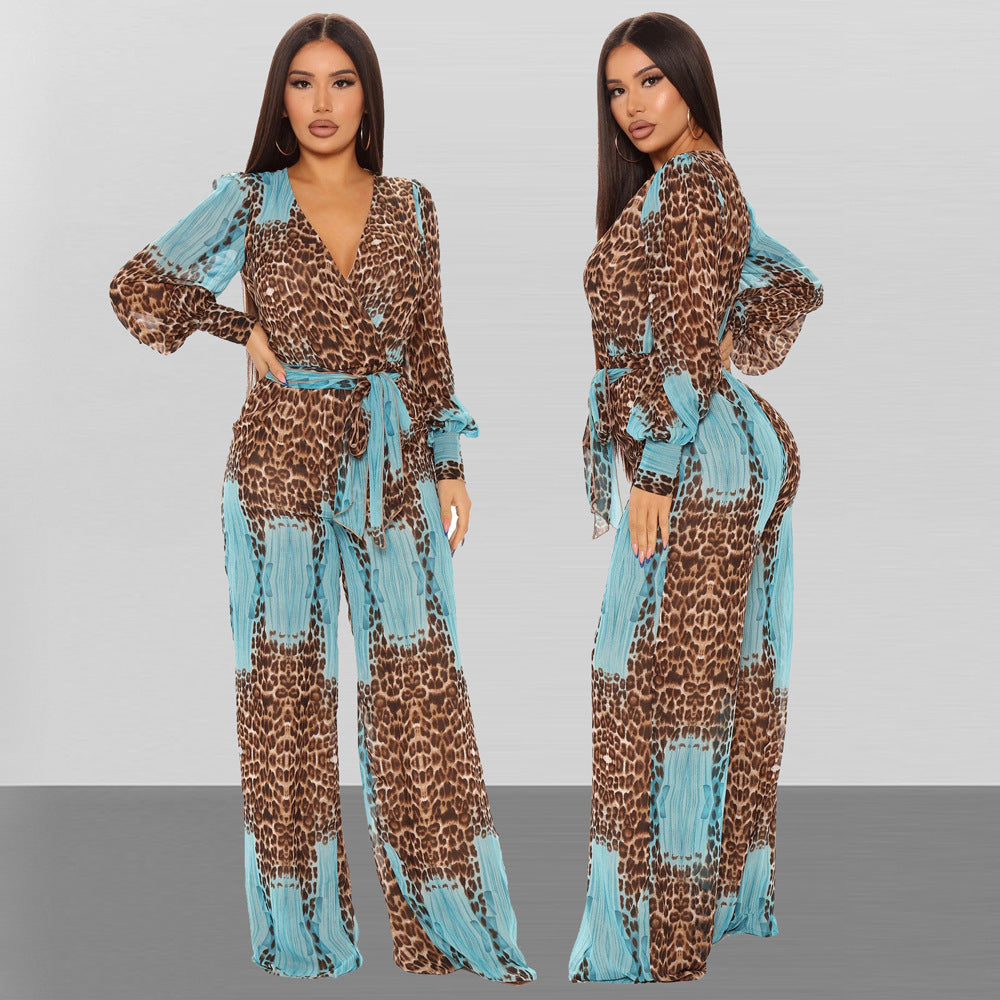Stephanie – Longue Combinaison en Chiffon avec Imprimé Numérique