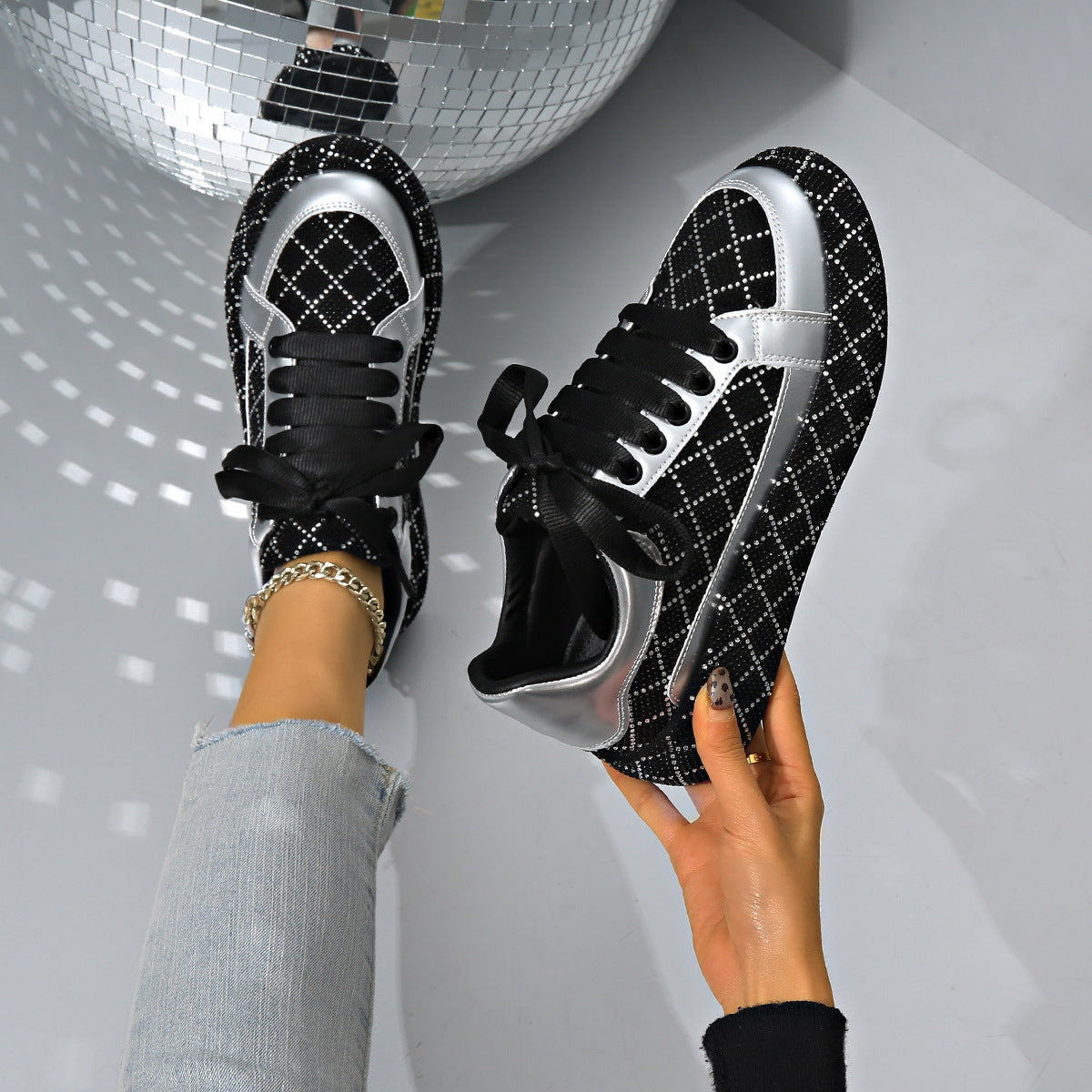Kathleen – Baskets polyvalentes avec strass et semelle épaisse