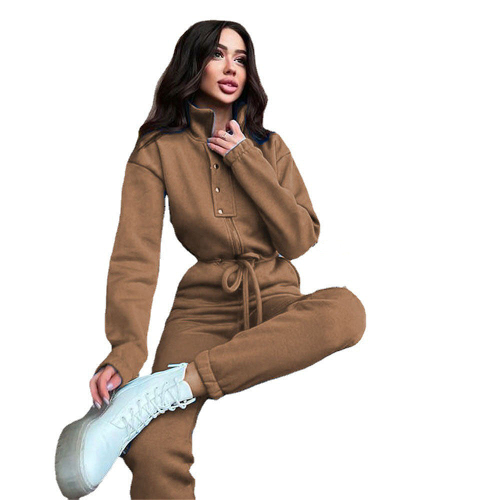 Denise – Jumpsuit décontracté à col montant pour femmes