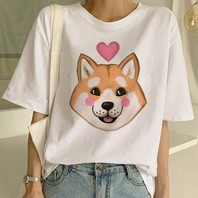 Sophie – T-shirt Femme Shiba Inu à Col Rond