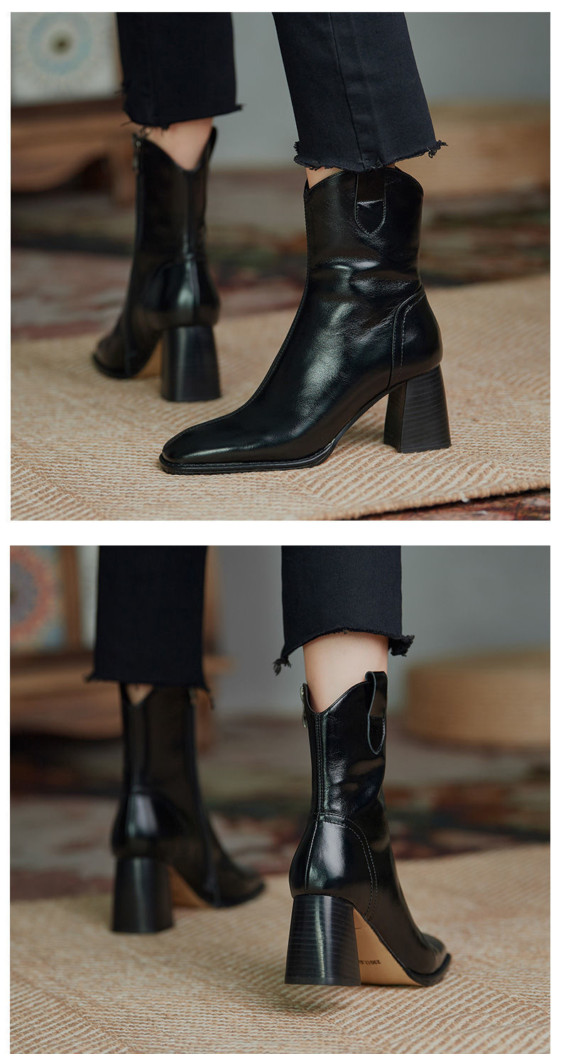 Amy – Bottines à Talons Hauts avec Bout Carré