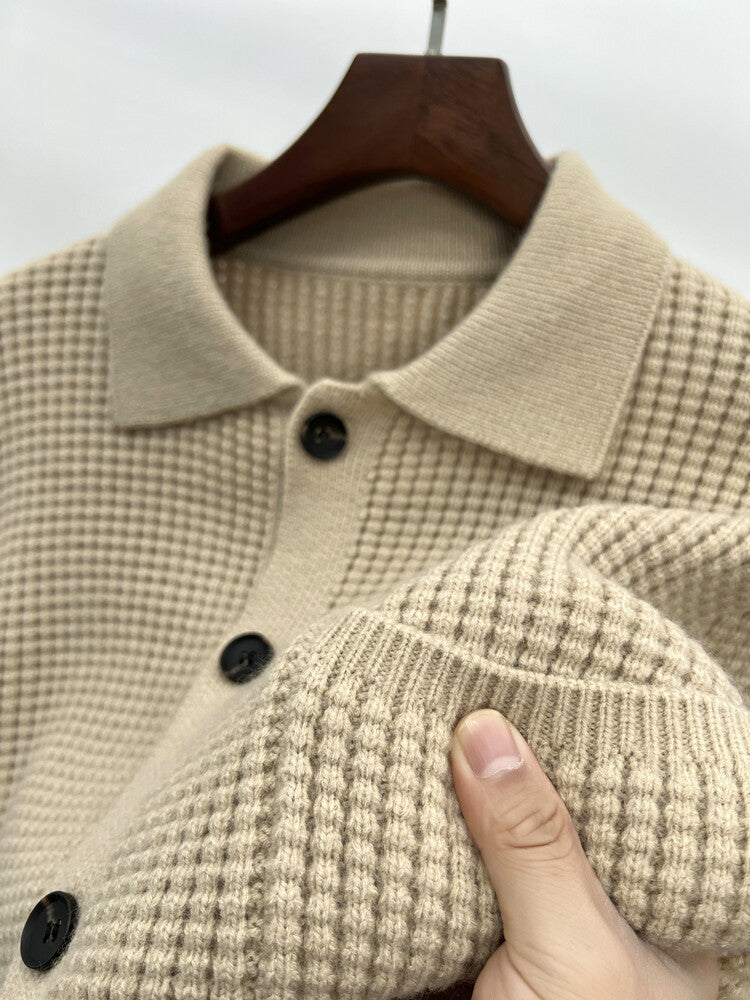 Adam – Cardigan à Col Revers en Jacquard Torsadé pour Hommes