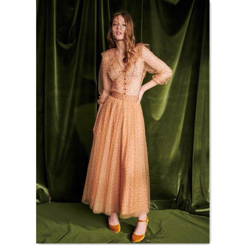 Sharon – Jupe en tulle à pois avec taille élastique haute