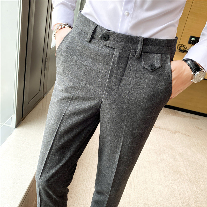 Noel – Elegante schmal geschnittene Herren-Pantalons im britischen Karomuster