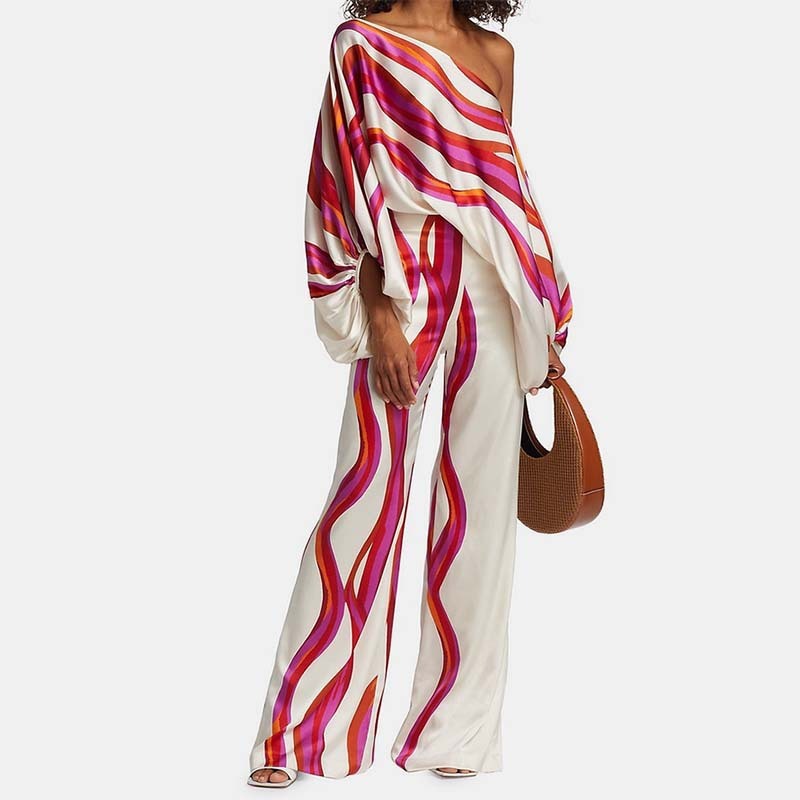 Julie – Ensemble Femme avec Manches Chauve-Souris et Jambe Large