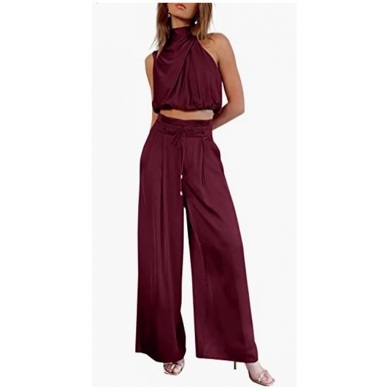 Rose – Ensemble Haut Sans Manches et Pantalon Large