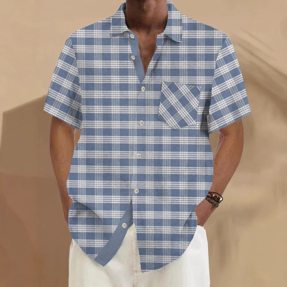Jason – Cardigan décontracté imprimé pour hommes avec manches courtes pour l'été