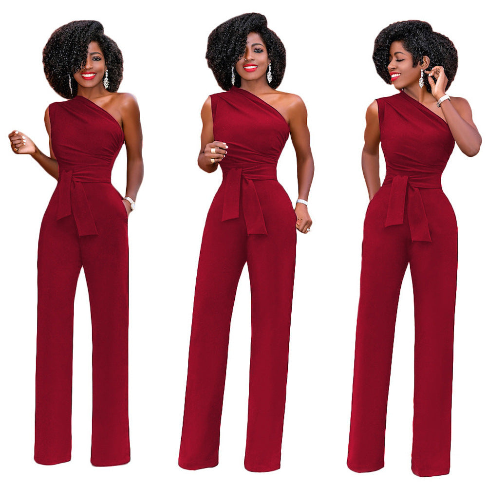 Jean – Élégant Combinaison Femme avec Col Asymétrique