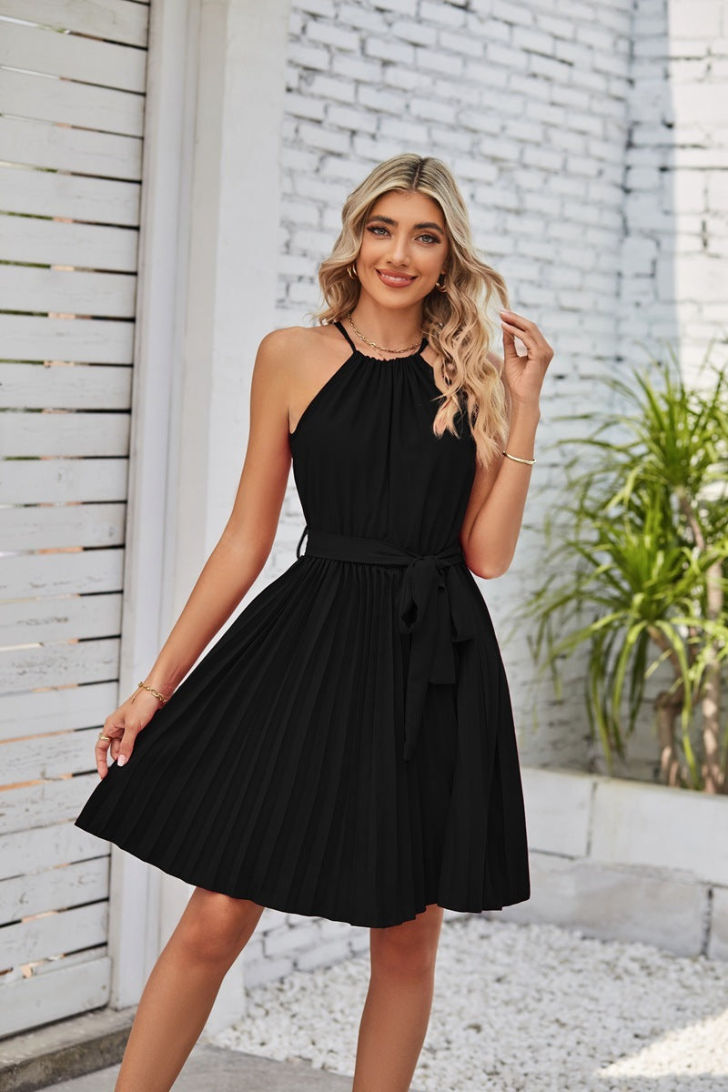 Jennifer – Robe d'été plissée unie sans bretelles