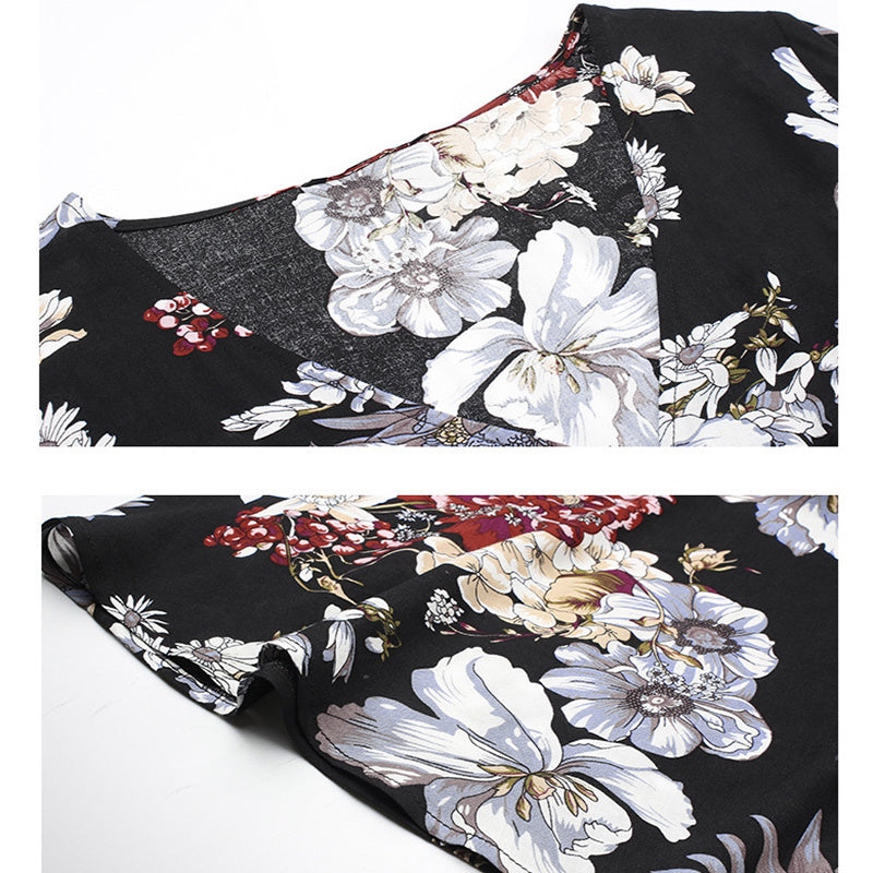 Ashley – Robe d'été florale avec encolure en V et taille élastique