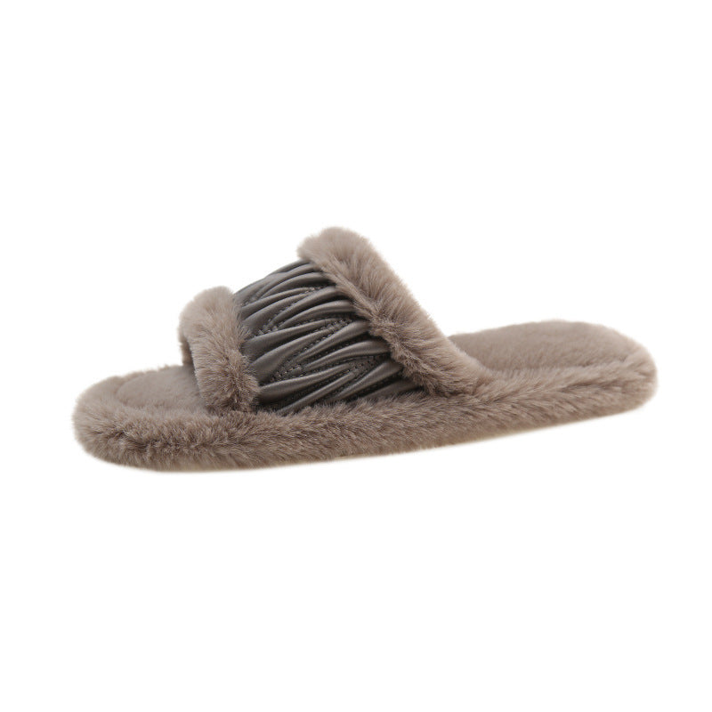 Anna – Chaussons ouverts en coton peluche pour femmes