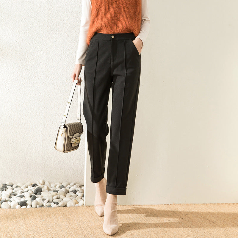 Hannah – Pantalon décontracté droit à taille haute pour l'automne et l'hiver