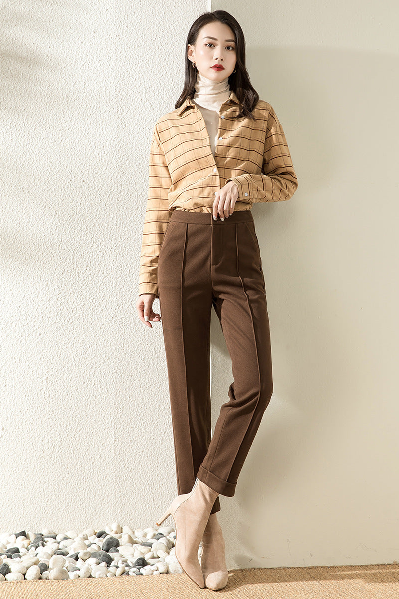 Hannah – Pantalon décontracté droit à taille haute pour l'automne et l'hiver