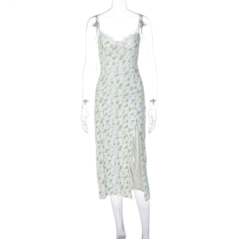Emily – Robe longue à motif floral avec fente sexy
