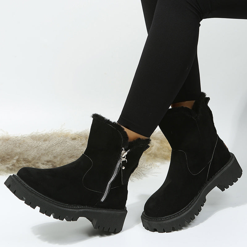 Jennifer – Bottes de Neige en Simili Daim Végan avec Semelle Antidérapante