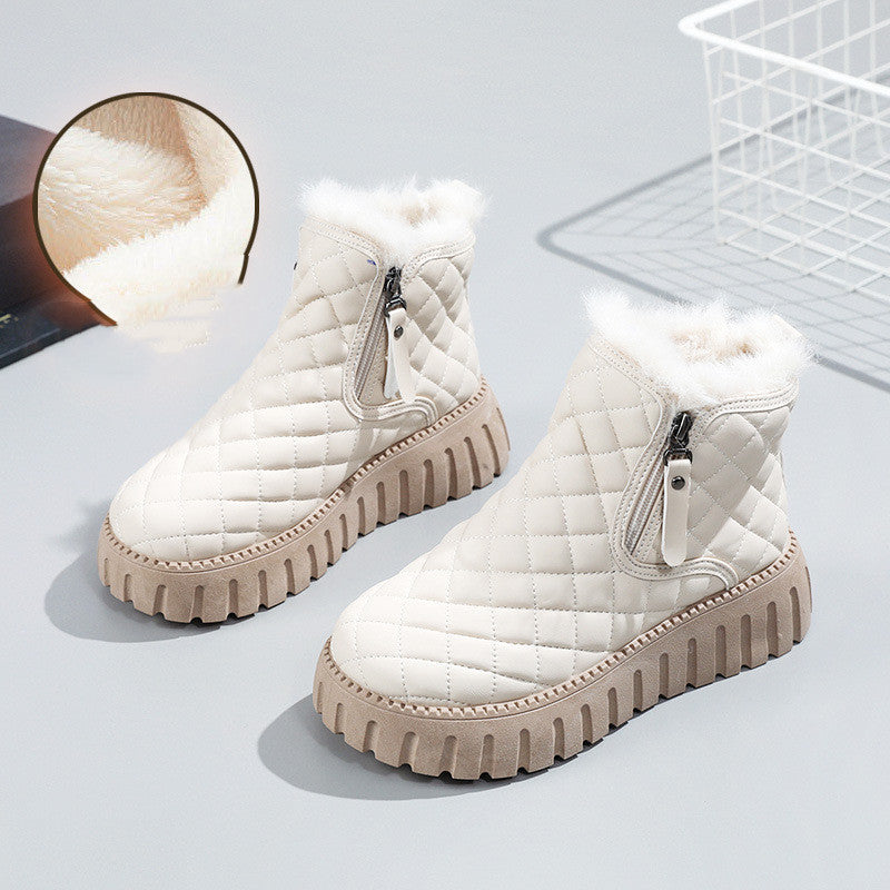 Megan – Bottines à plateforme à motif carreaux avec fermeture éclair latérale