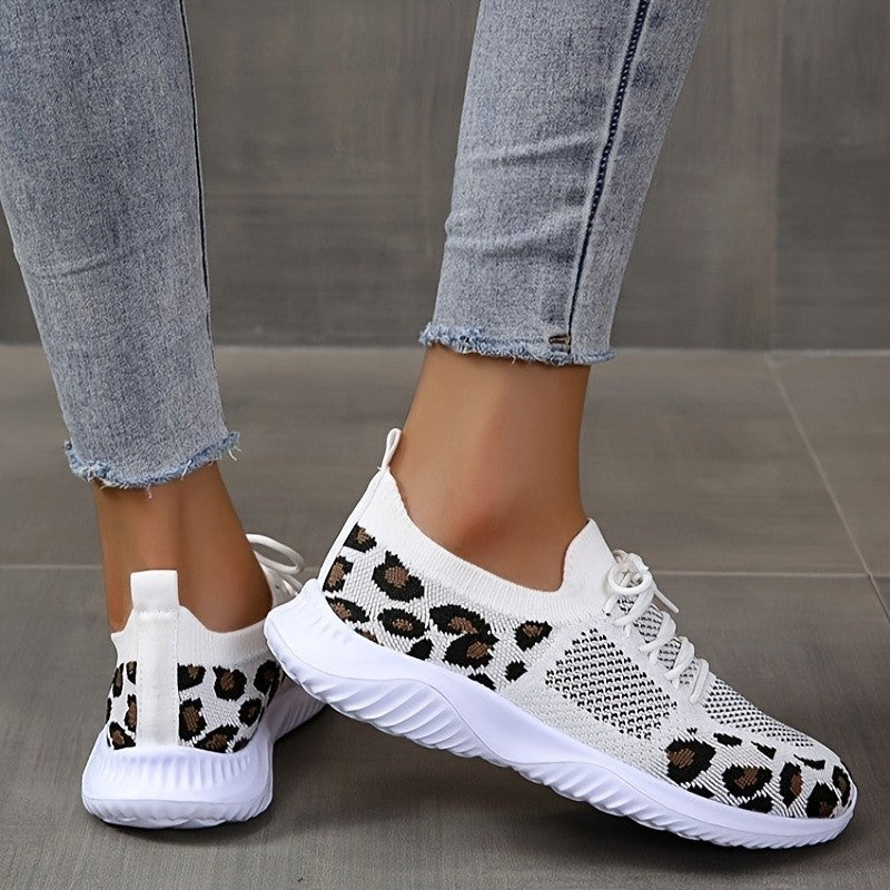 Sandra – Sneakers à Lacets Motif Léopard pour Femmes