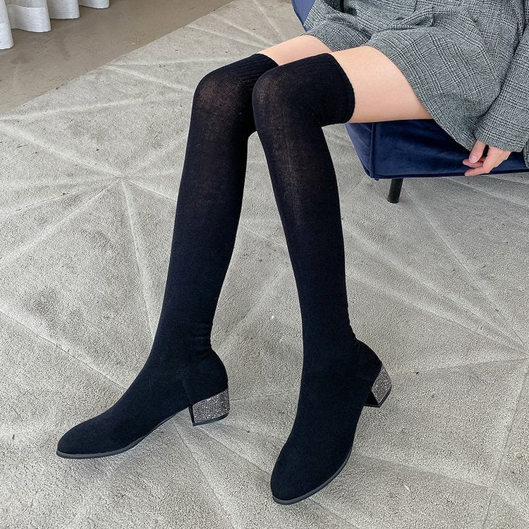 Alice – Chaussettes hautes respirantes avec dentelle et semelle épaisse
