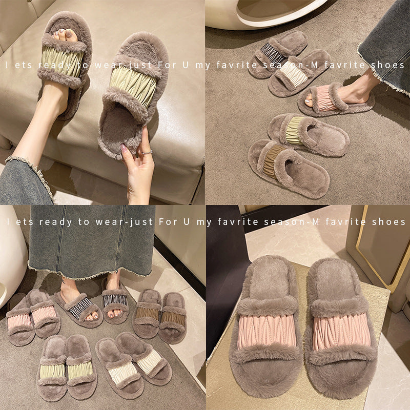 Anna – Chaussons ouverts en coton peluche pour femmes