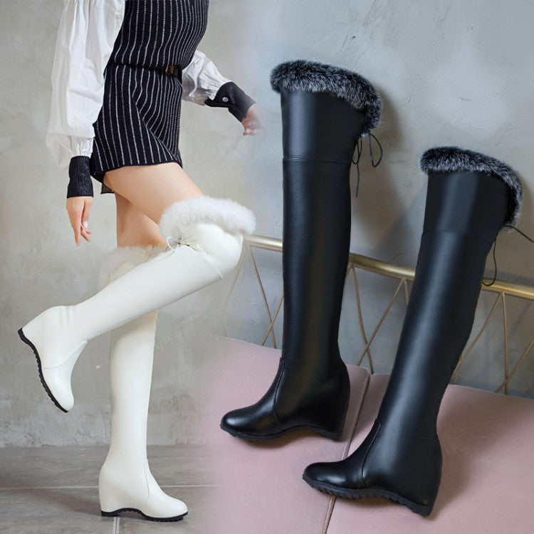 Elizabeth – Bottes hautes avec talon compensé et fourrure synthétique