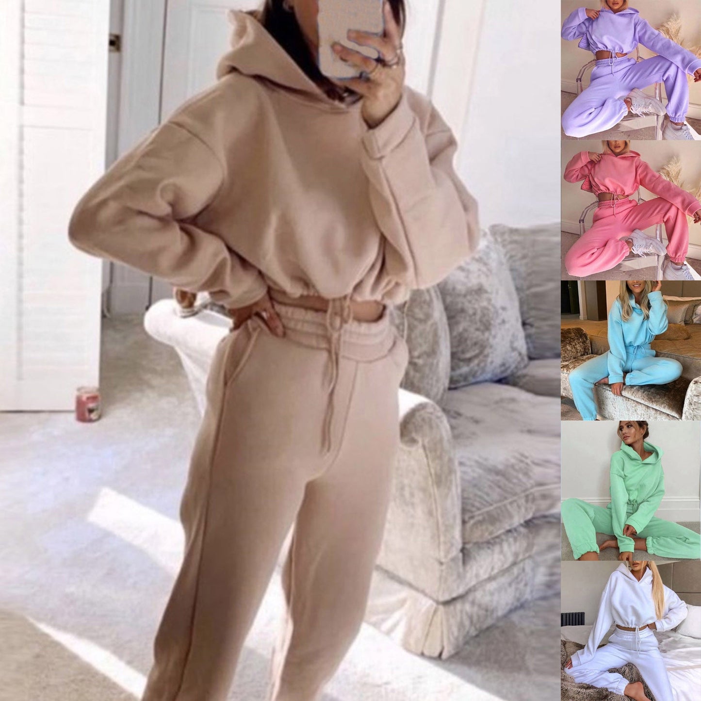 Holly – Ensemble de jogging deux pièces avec hoodie sexy et manches longues