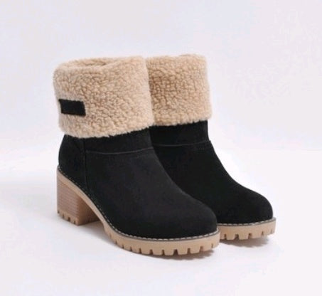 Brenda – Bottes à Talon Épais en Suède Vegan Premium