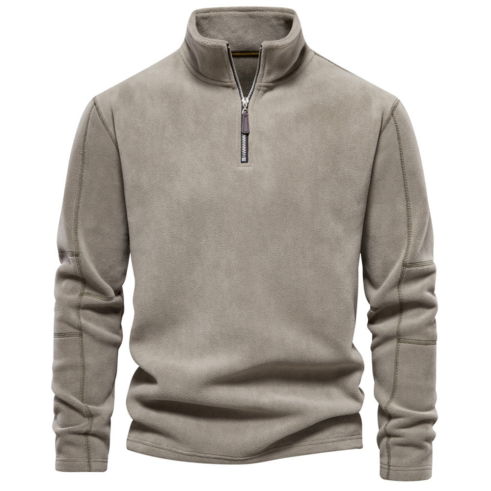 Edward – Stehkragen Zip Sweatshirt mit Fleece, lässiger Pullover