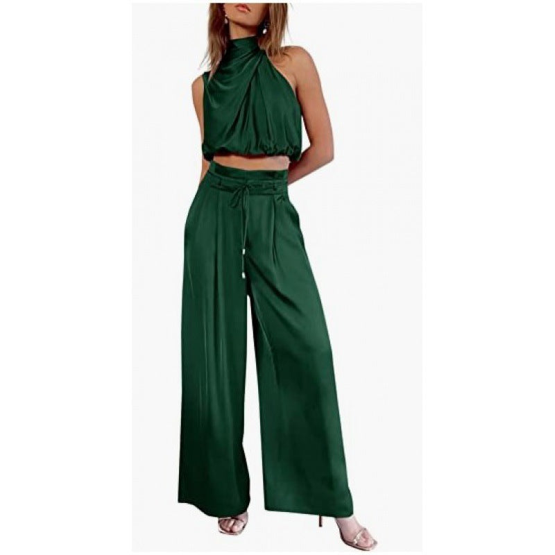Rose – Ensemble Haut Sans Manches et Pantalon Large