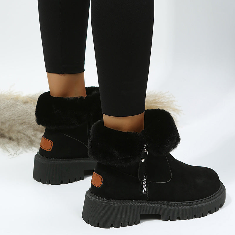 Jennifer – Bottes de Neige en Simili Daim Végan avec Semelle Antidérapante