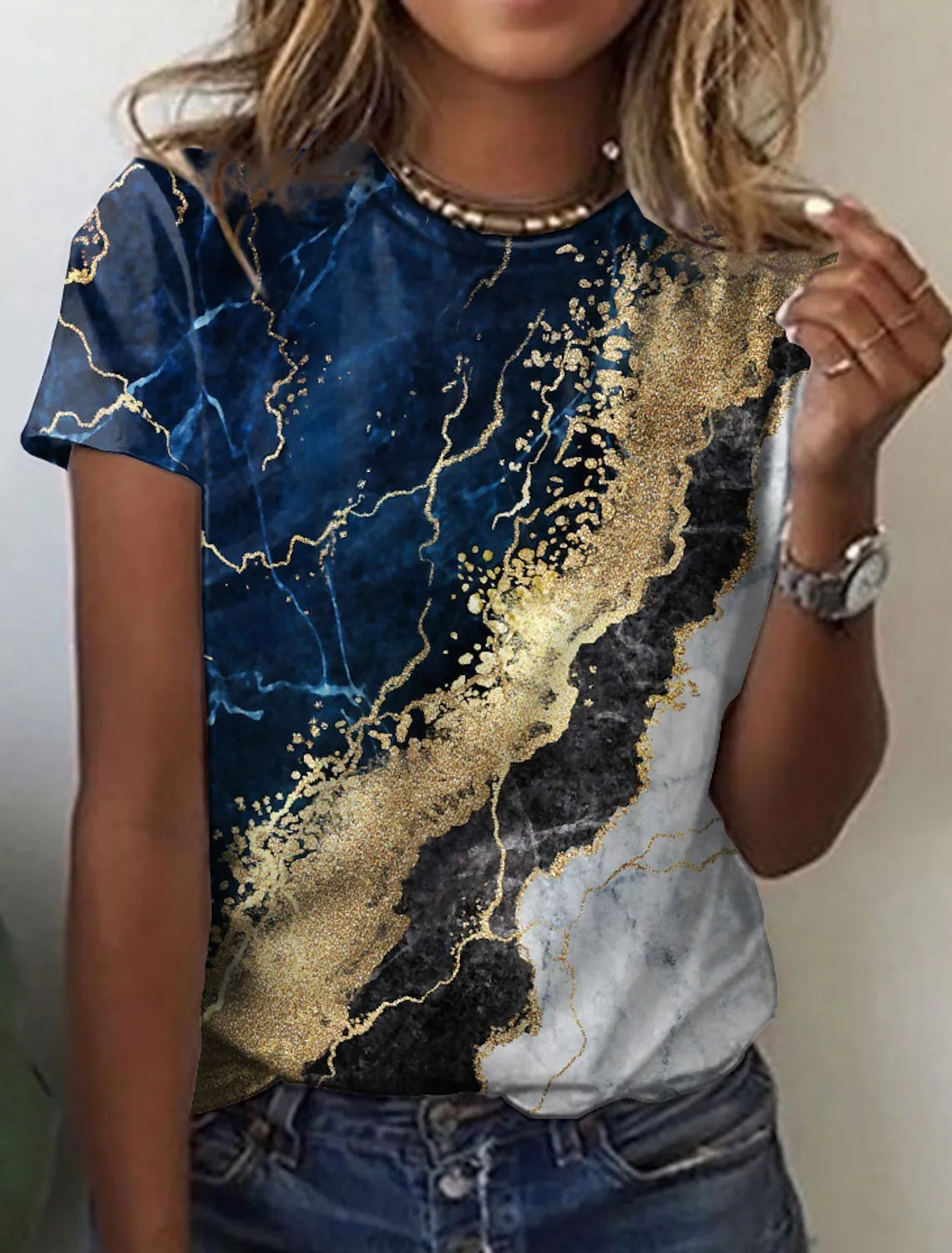 Margaret – T-shirt à Manches Courtes avec Imprimé Rétro Abstrait