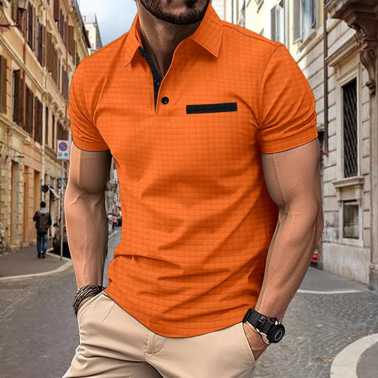 Leslie – Polo pour hommes avec motif jacquard à carreaux