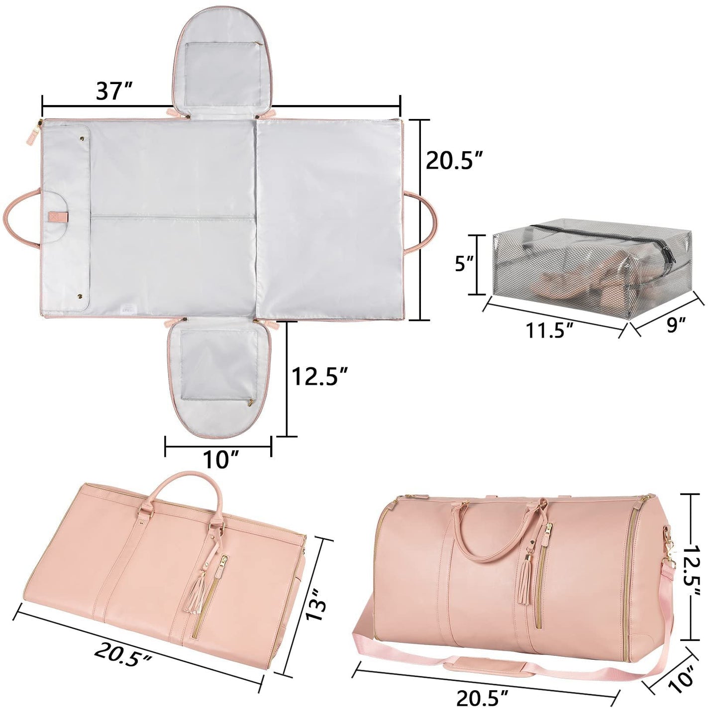 Emma – Grande Capacité Sac de Voyage Duffle pour Femmes, Sac à Costume Pliable, Imperméable