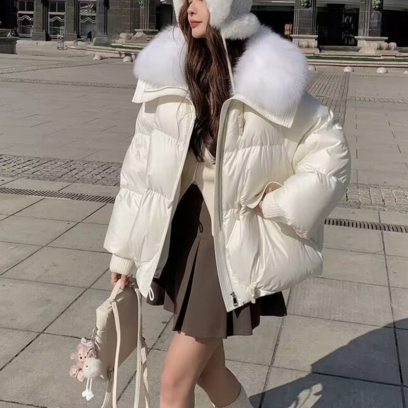 Angela – Veste Courte pour Femme avec Col en Fausse Fourrure