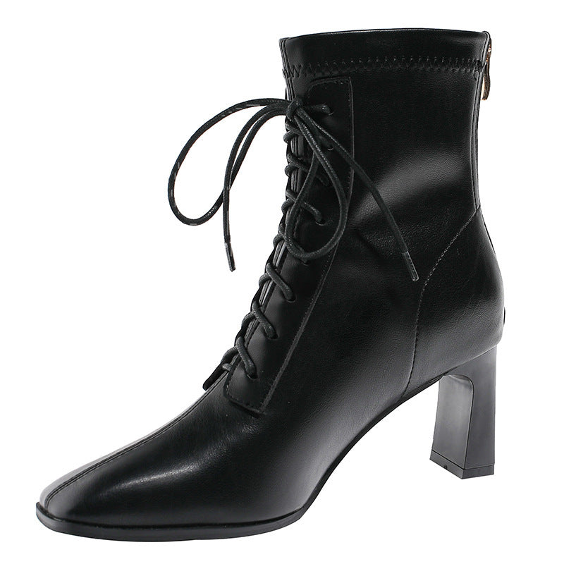 Margaret – Bottines pour femmes à bout carré et talon haut en cuir vegan