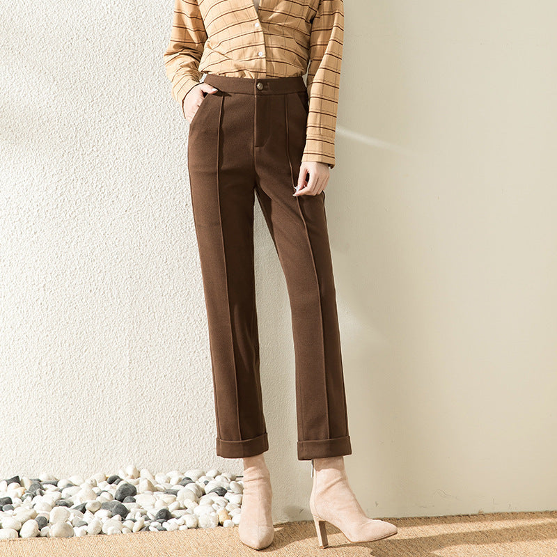 Hannah – Pantalon décontracté droit à taille haute pour l'automne et l'hiver