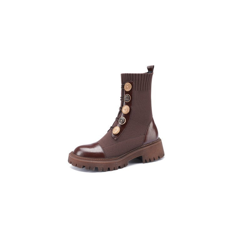 Susan – Bottes Martin à Semelle Épaisse pour Femme en Marron