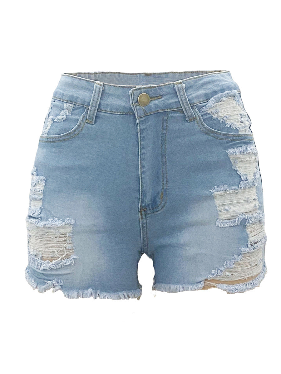 Abigail – Short en jean déchiré à haute élasticité pour femmes