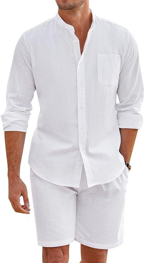 Marcus – Ensemble d'Été en Polyester avec Chemise à Manches Longues et Shorts