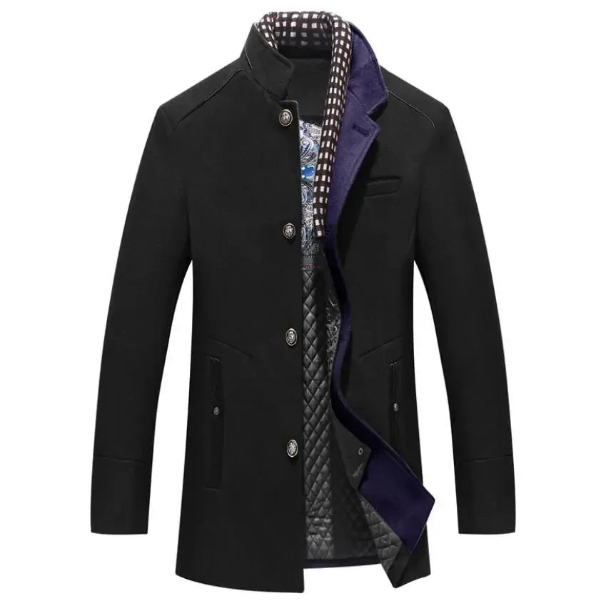 Allen – Manteau élégant en laine avec col contrasté
