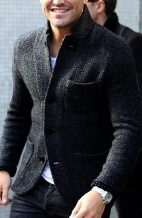 Andrew – Cardigan rétro gris pour hommes