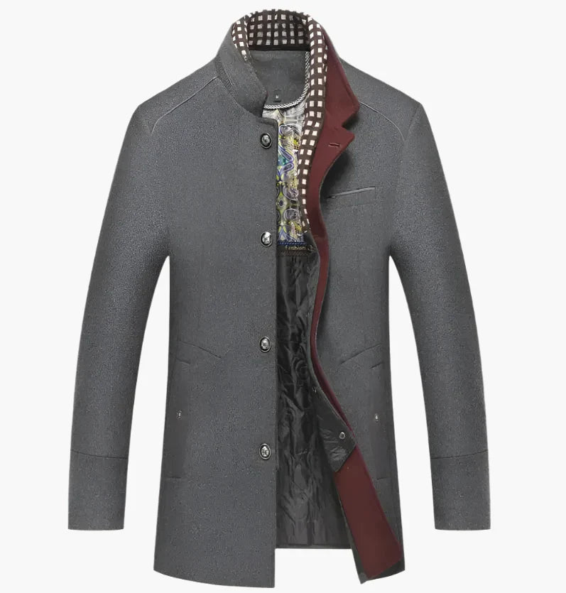 Allen – Manteau élégant en laine avec col contrasté