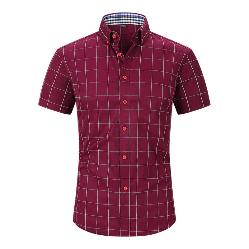 Nathan – Chemise à Carreaux à Manches Courtes Anti-Froissement pour Homme