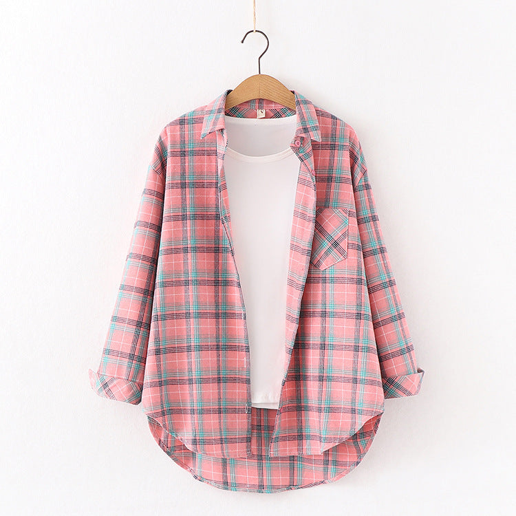 Marie – Blouse à carreaux pour femme à coupe ample