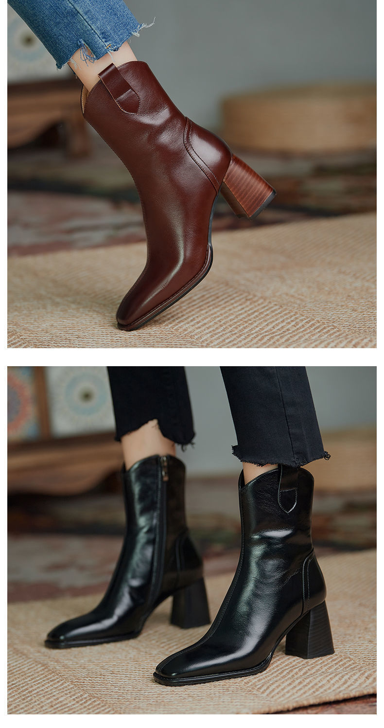 Amy – Bottines à Talons Hauts avec Bout Carré
