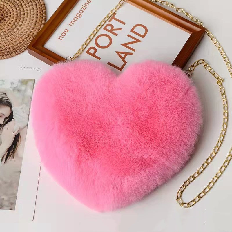 Sophia – Sac bandoulière en peluche avec chaîne pour femmes