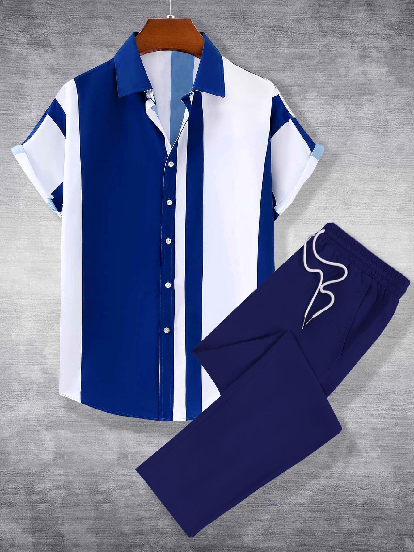Anton – Costume Chemise à Rayures Décontracté et Stylé