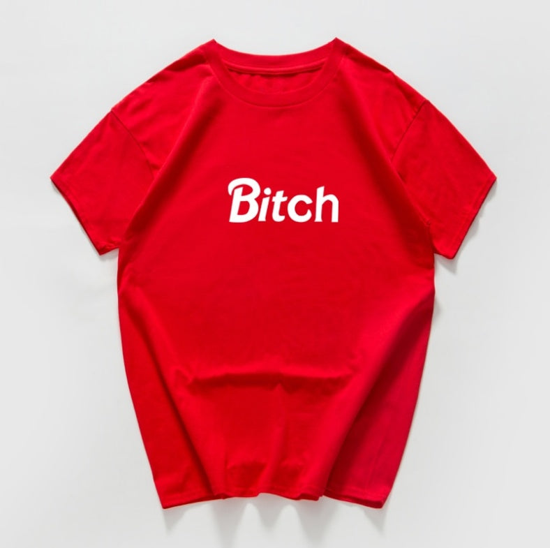 Michelle – T-shirt Femme avec Imprimé Lettres et Manches Courtes
