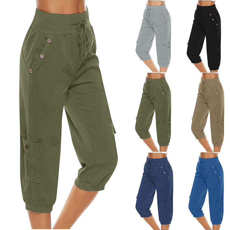 Rachael – Pantalons Cargo en Coton et Lin pour Femmes